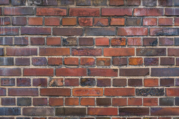 Classic old red and dark red brick wall background