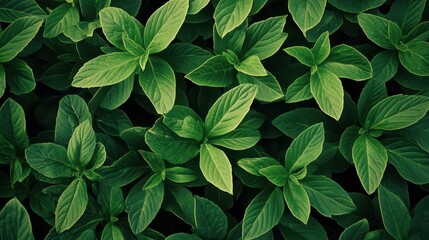 Lush Green Leaves Close-Up Creating a Natural Organic Background