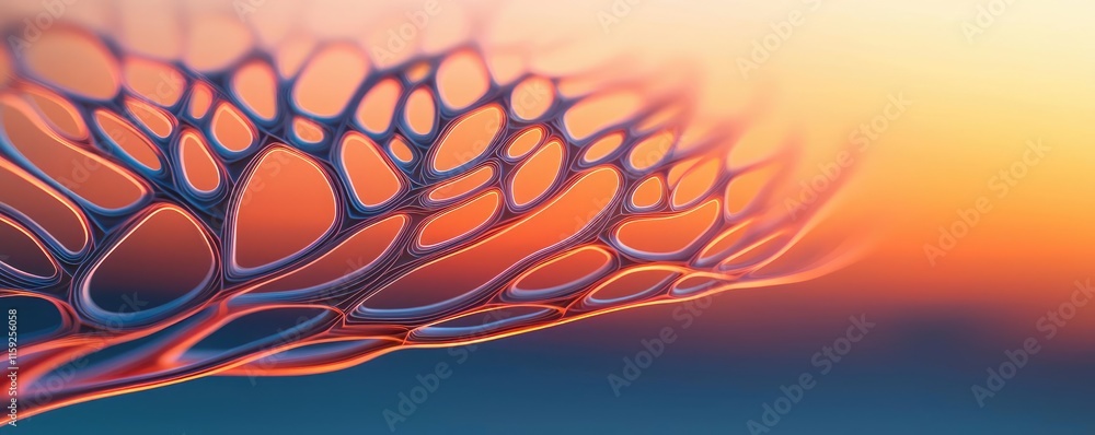 Poster oak tree abstract background idea. abstract representation of biological structures at sunset, showi