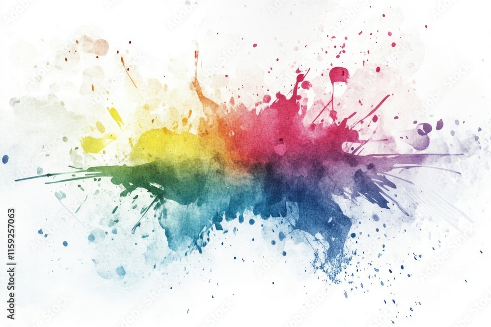 Poster A colorful abstract design created by a paint splatter on a white background, ideal for art or design projects