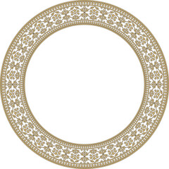 Vector gold and black round Turkish national ornament. Ottoman border, frame. Ethnic floral circle, ring, Seljuk Turks pattern. Decoration of the Sultan's palaces