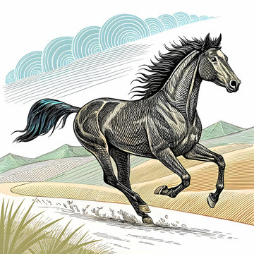 horse running in wpap style