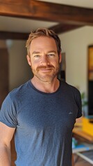 Portrait of a Man with Red Hair and Beard Wearing a T Shirt
