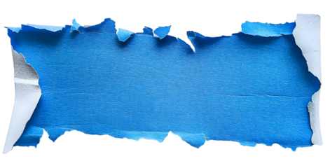 morceau de carton bleu déchiré, png sur fond transparent