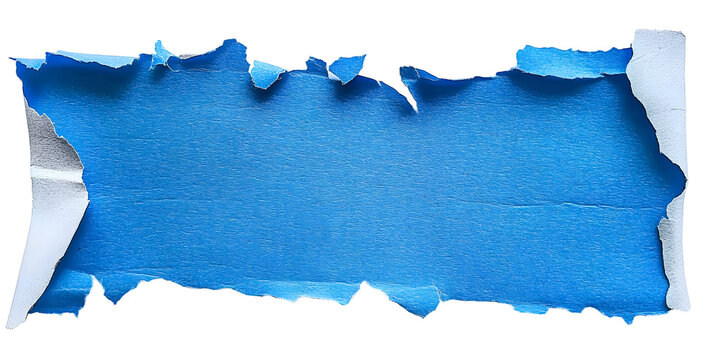 morceau de carton bleu d&eacute;chir&eacute;, png sur fond transparent