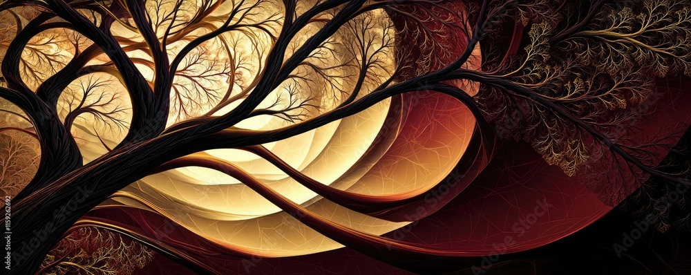 Poster mahogany tree abstract background idea. a captivating abstract depiction of intertwined branches aga