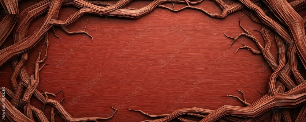 Poster mahogany tree abstract background idea. a creative wooden frame design showcasing intertwined branch