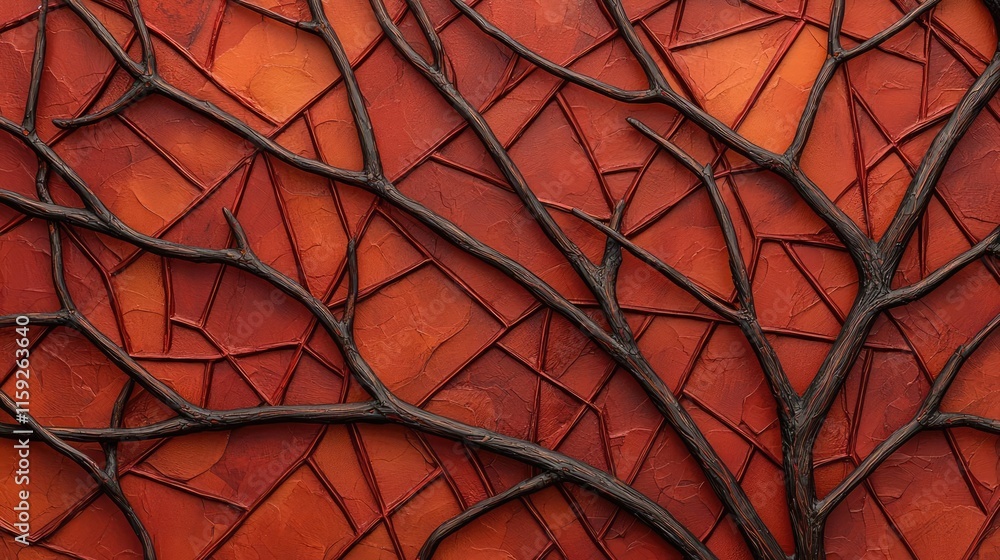 Poster mahogany tree abstract background idea. artistic depiction of intertwining branches against a textur