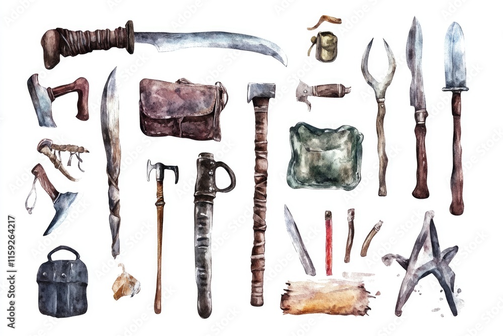 Poster a collection of various tools displayed on a clean white surface