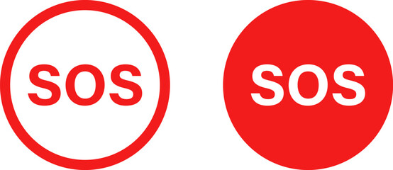 SOS emergency help red round sign vector illustration design