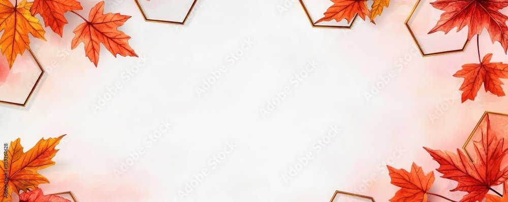 Poster maple tree abstract background concept. beautiful autumn leaves frame a soft, neutral background for