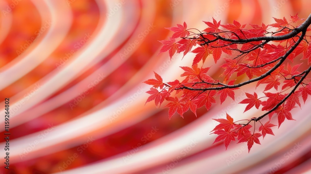 Poster maple tree abstract background concept. vibrant red maple leaves against a blurred background with g