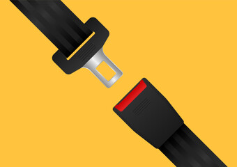 Safety Seat Belt. Car or Airplane Seat Belt. Fasten Your Seat Belt. Safety First.  Vector Illustration. 
