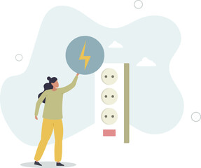 reduce energy consumption at home by unplugging appliances.flat characters.