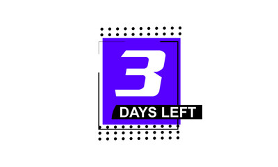 3 Days left countdown button calendar time day counting new year time left neon purple color vector  