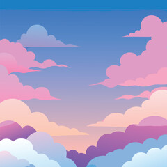 Morning Sky with Blue and Pink pastel with fluffy cloud