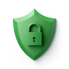 Green shield with a lock on it