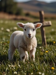 Obraz premium a baby lamb standing in grass