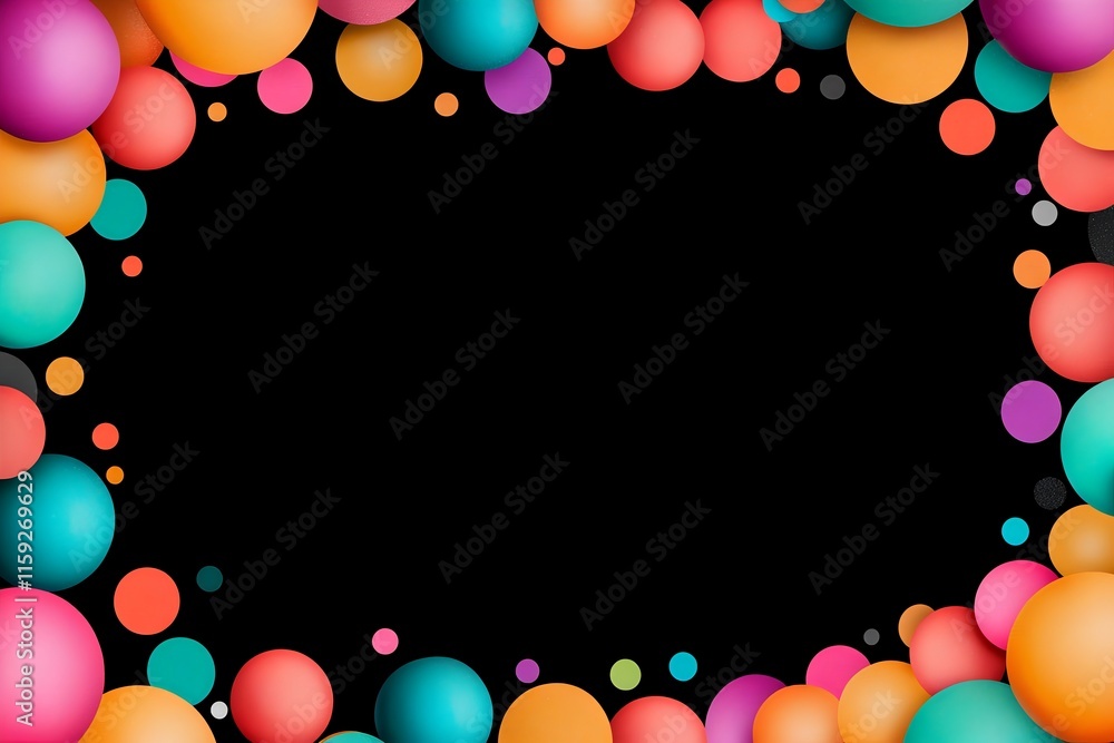 Poster vibrant confetti border frame with repeating pattern for festive and party invitations