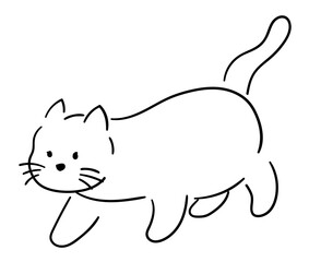 Hand drawn cute cat, kitty doodle,  kitty doodle style