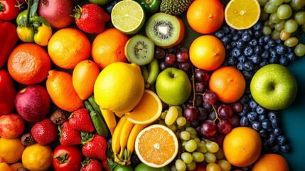 Colorful assortment of fresh fruits in a rustic setting