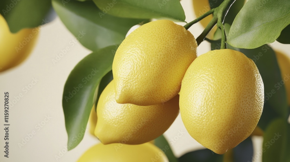 Poster a bunch of lemons hang from the branches of a tree, providing a burst of citrus color