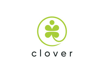 people with clover logo. health nature symbol design concept