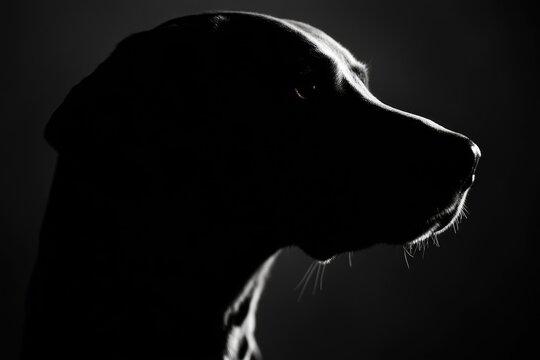 A close-up shot of a dog's face in low light, great for use in pet-related compositions or as a standalone image