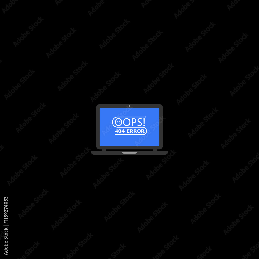 Poster computer it problem. blue screen icon isolated on dark background
