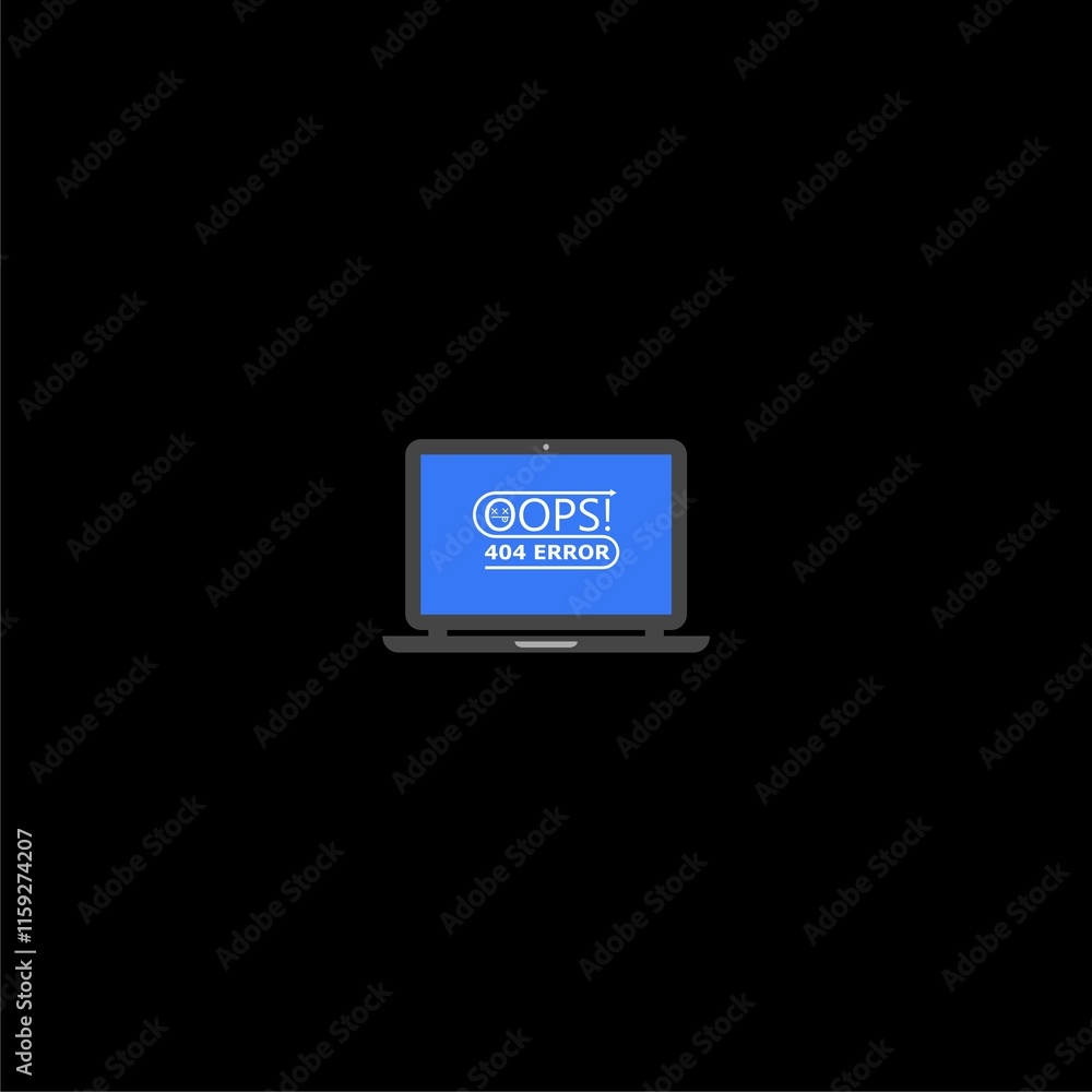 Poster computer it problem. blue screen icon isolated on dark background