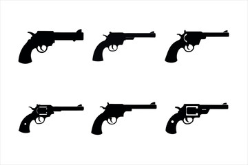 Revolver silhouette vector icon  on a White Background