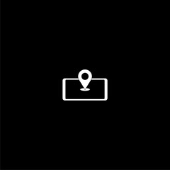 Map pin on phone screen icon isolated on dark background