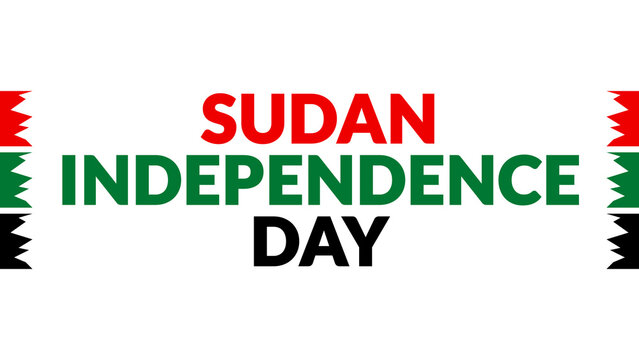Sudan Independence Day text with side lines on a White background. Which is observed every year in January to celebrate Sudan Independence Day