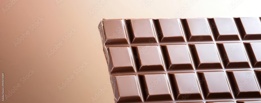 Poster minimal chocolates concept. delicious chocolate bar with a rich texture and smooth finish on a warm 