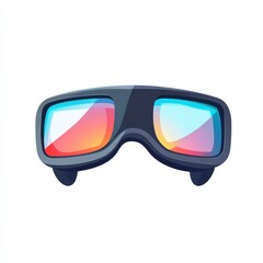 Stylish black sunglasses with gradient lenses reflecting vibrant colors.