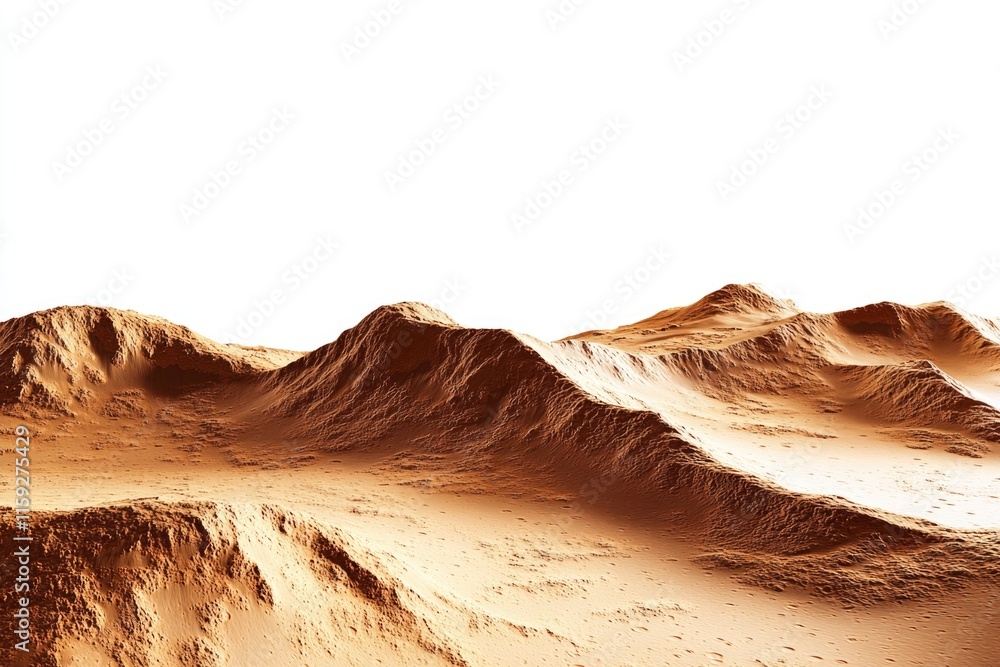 Poster a serene desert scene with a few rolling hills in the distance