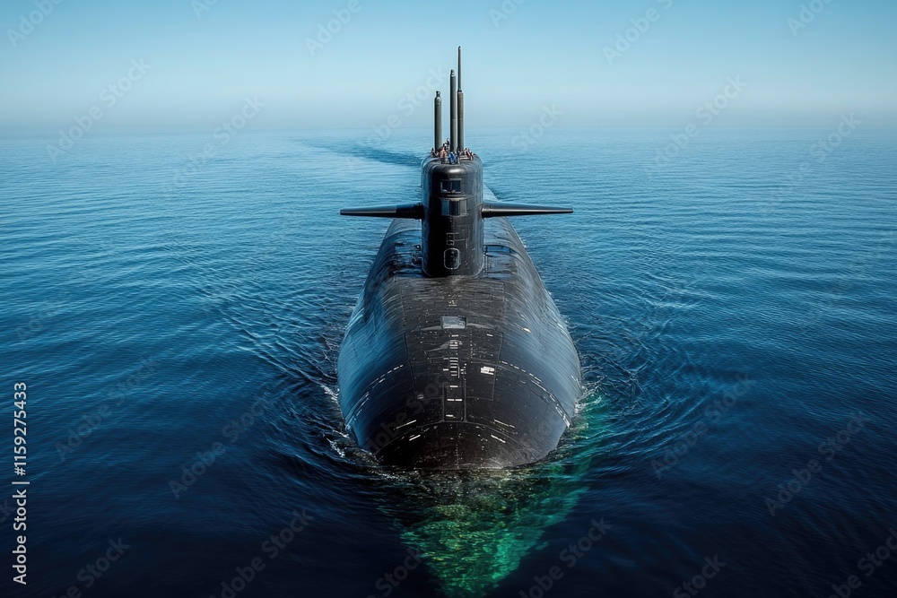 Poster a submarine floating in the middle of the ocean
