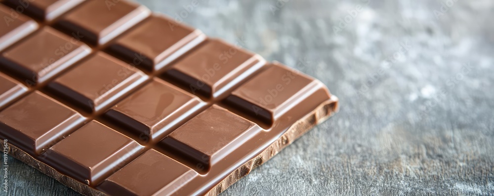 Poster minimal chocolates concept. close-up of a delicious chocolate bar on a rustic surface.