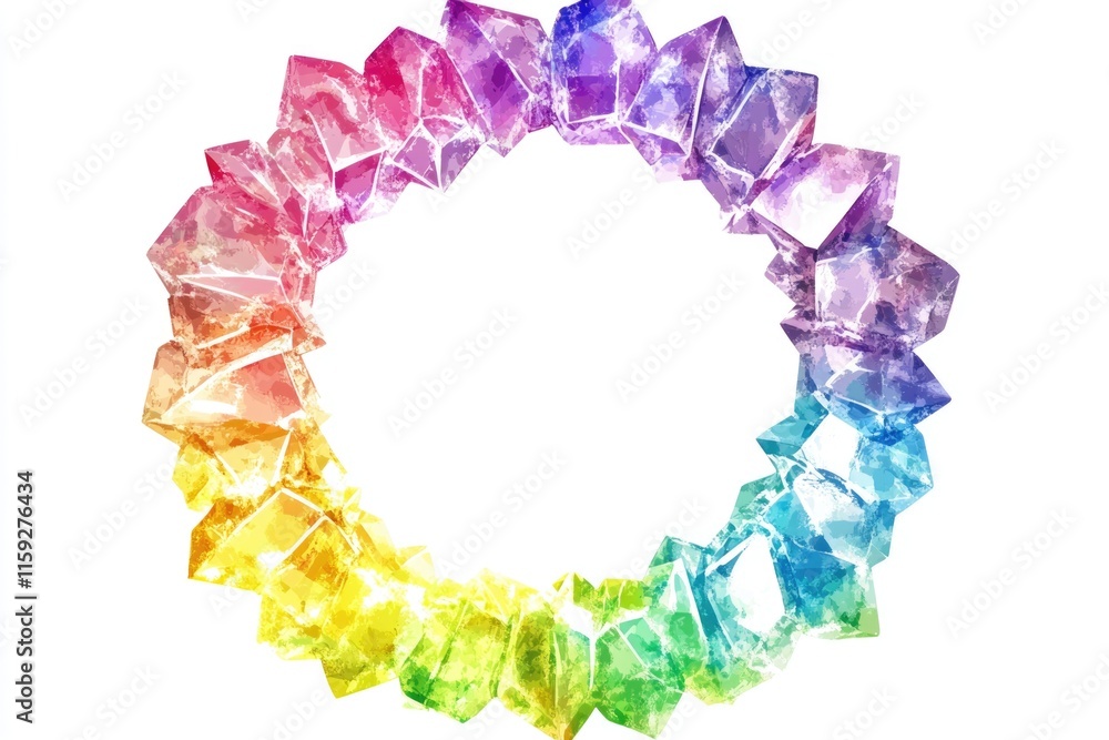 Poster a cluster of colorful crystals on a white background