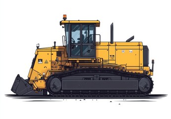 Fototapeta premium Detailed illustration of an asphalt paving machine in side view