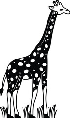 Giraffe vector, Giraffe line art vector illustration, Giraffe silhouette vector