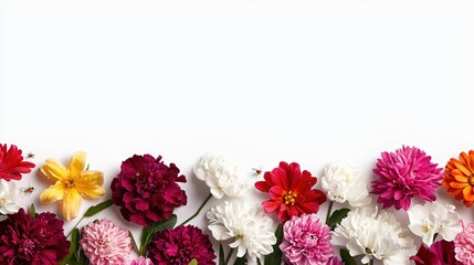 Colorful Blooming Flowers Arrangement on White Background for Fresh Spring Decor