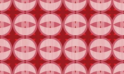 Seamless fabric pattern geometric gapes endlessly beautiful tiles, pattern with people, red background, vector