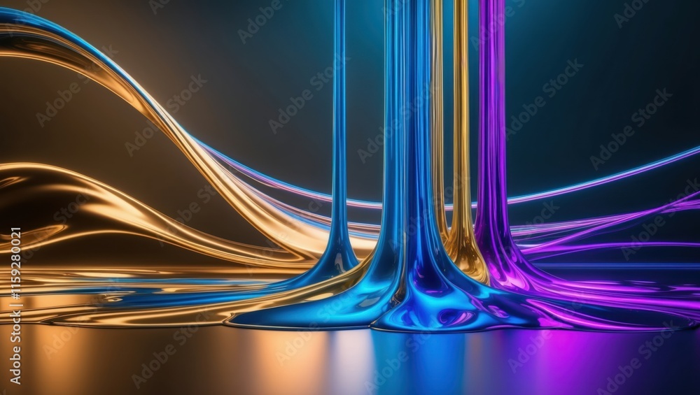 Poster colorful liquid shapes flow smoothly, creating an abstract and vibrant atmosphere ideal for modern a