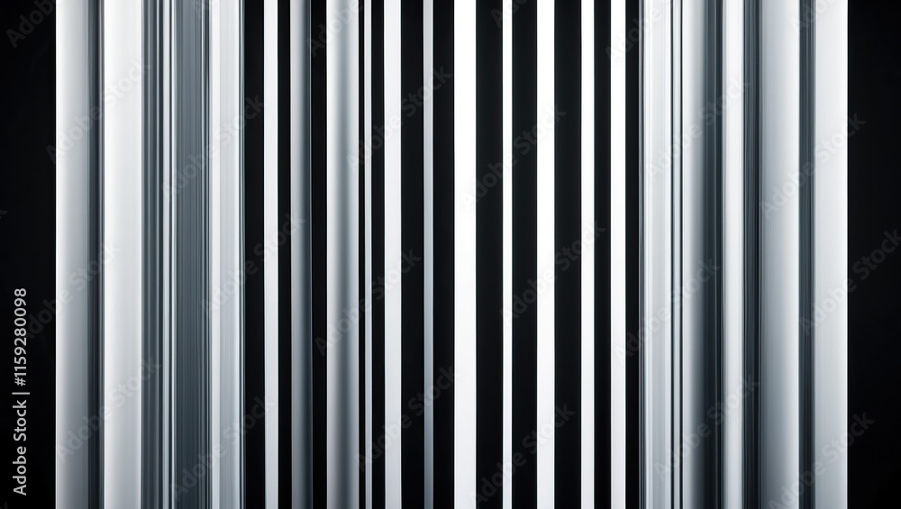 Poster abstract pattern featuring vertical lines in contrasting black and white, creating a modern and mini