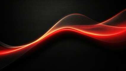 Abstract red wave flowing across black background, representing energy and motion  Ideal for technology or design concepts