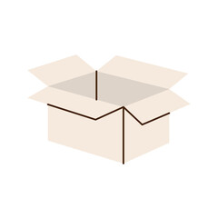 Open box. Carton delivery packaging box. Vector illustration.