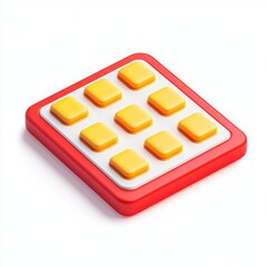 Colorful toy with yellow buttons arranged in a grid on a red base, perfect for interactive play.