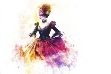 Obraz premium A woman wearing a bright and vibrant dress