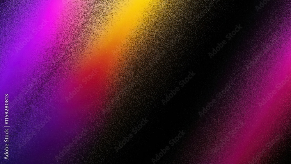 Poster vibrant abstract gradient with purple and yellow tones against a dark background, creating an energe